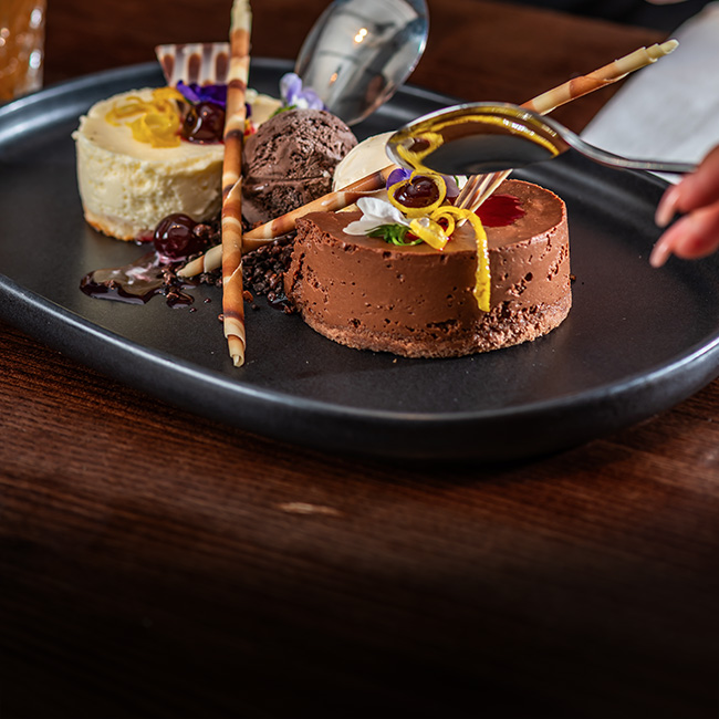 Dessert menu at The Derby Arms